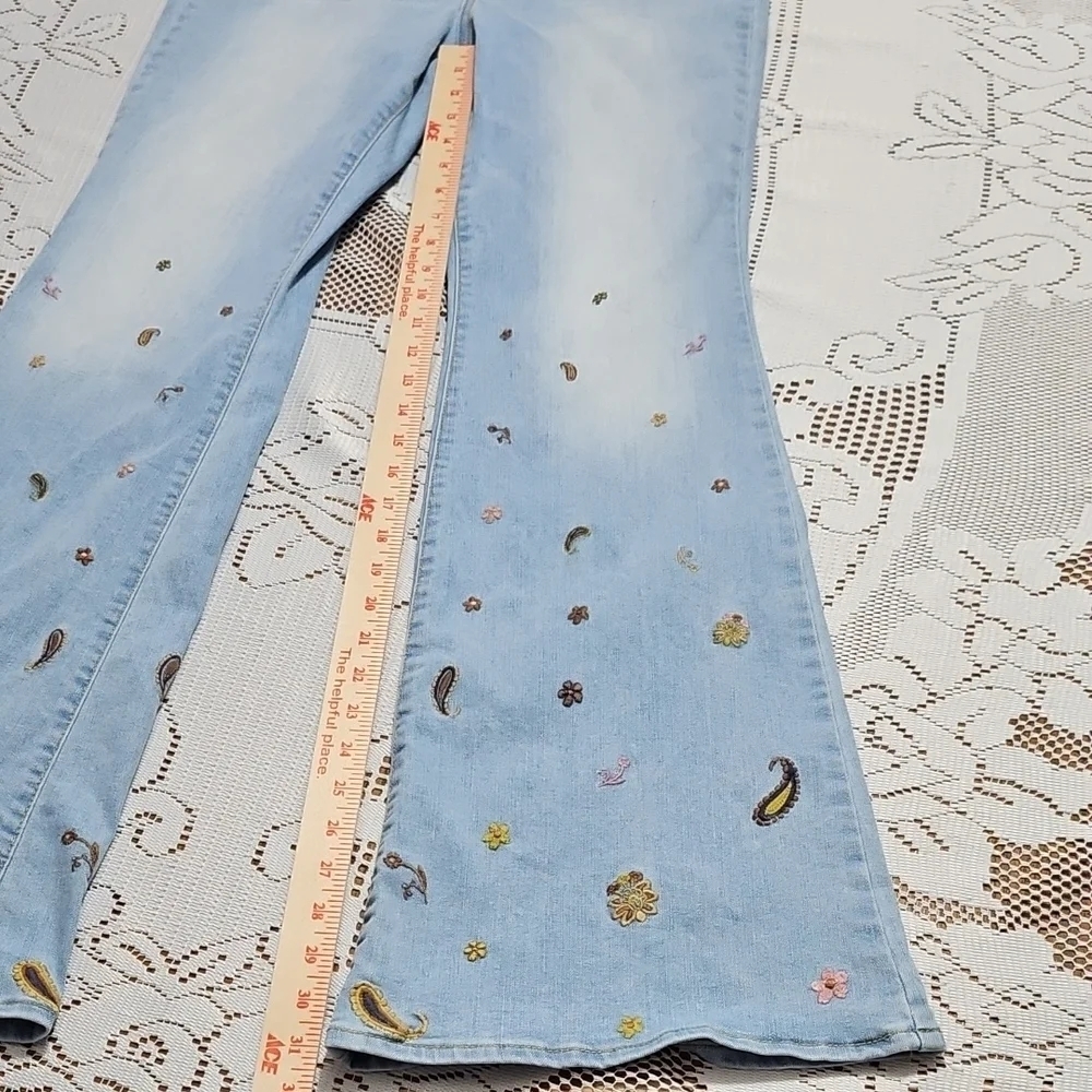 Jessica Simpson Light Blue Embroidered Flare Jeans - Picture 3 of 10